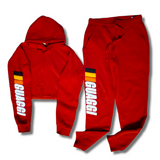 Womens Anniv. Crop/Adult RUNit Up Jogger Suit - Red 🔥