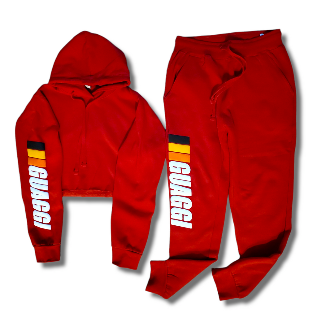 Womens Crop/Adult RUNit Up Jogger Suit - Red 🔥